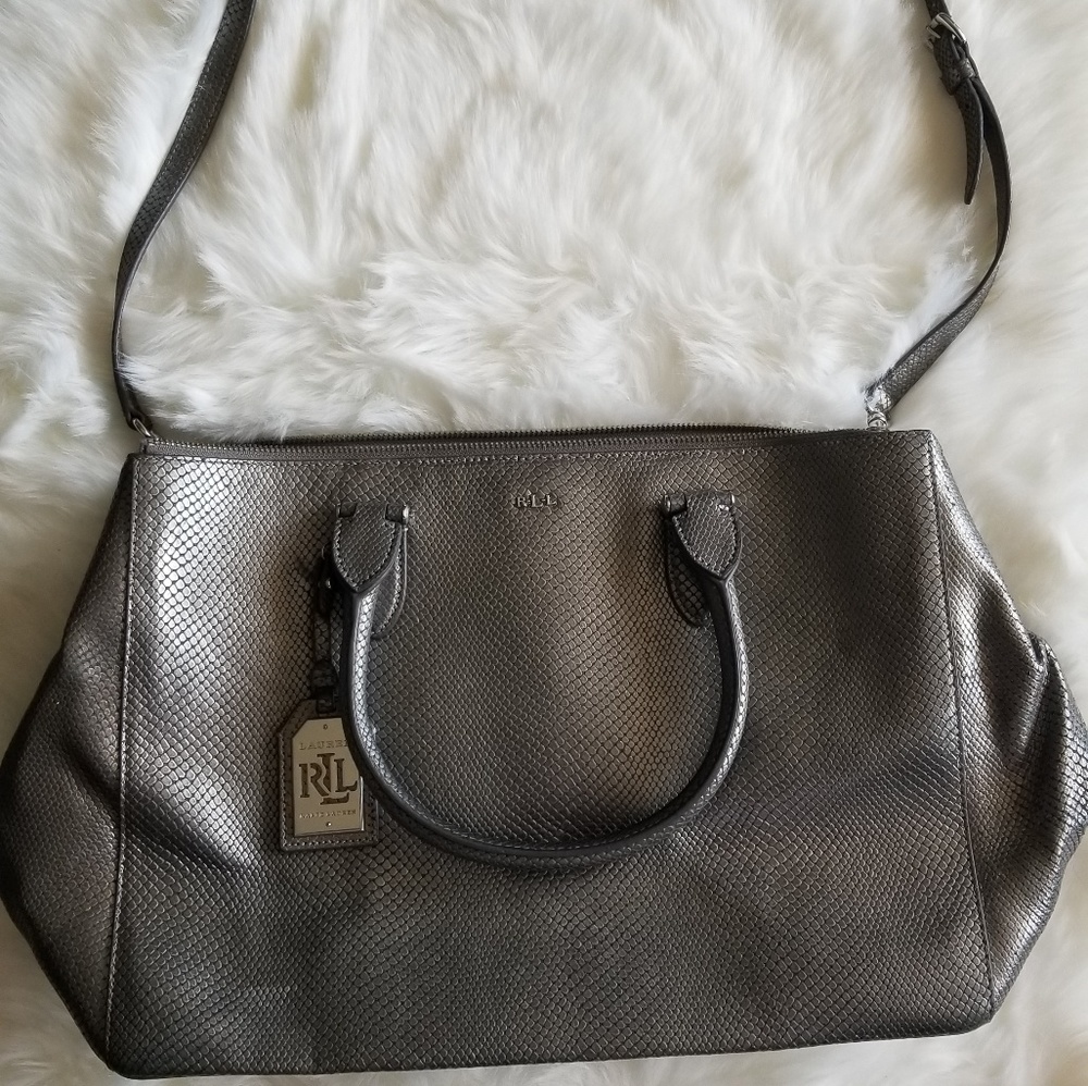 Lauren Ralph Lauren Gray Newbury Tote Purse